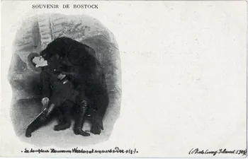 C. Nesenshon Souvenir de Bostock. Le dompteur Hermann Weedon et son ours Doc (femelle) 1903. New York (Etats-Unis d'Amérique) 1903 Sou.6.120.2  Photo