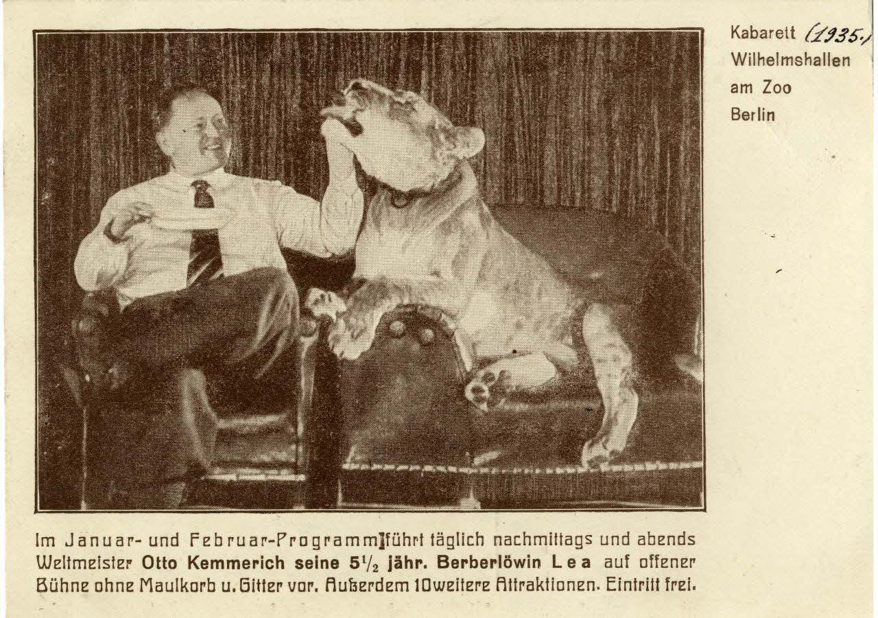 K. Grosmann Kabarett Wilhelmshallen am Zoo Berlin. 1935. Berlin (Allemagne) 1935 Sou.8.147.2 Photo