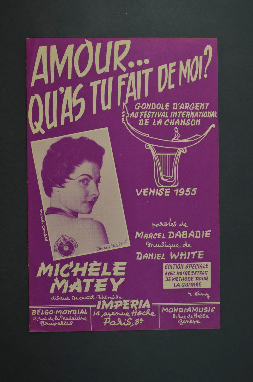 Marcel Dabadie ; Daniel White ; Michèle Matey ; Imperia, Editions; chanson petit format 1965 1969.88.1495 Photo Mucem