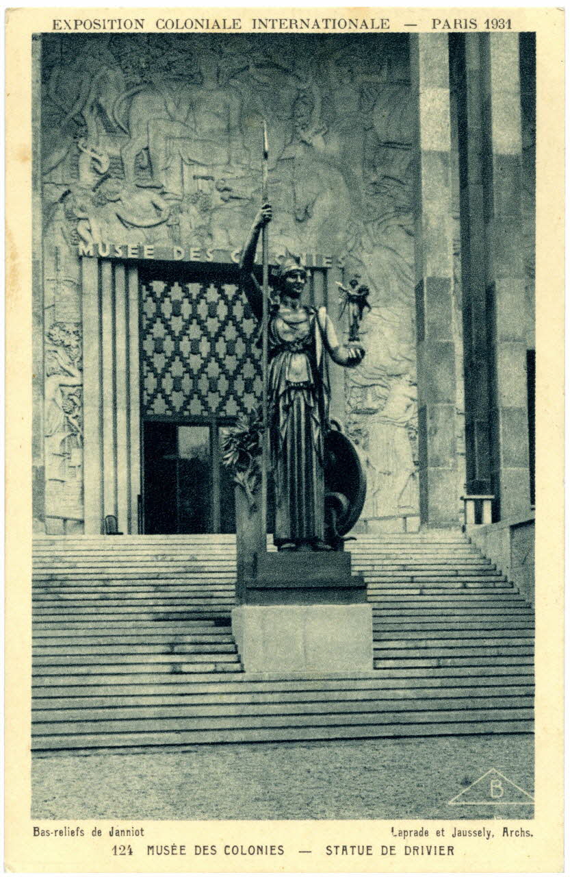 Braun et Cie Exposition coloniale internationale. Paris 1931. Musée des colonies. Statue de Drivier. Bas-reliefs de Janniot. Laprade et Jaussely, architectes Paris, Paris (75) 1931 Sou.B.28 Photo