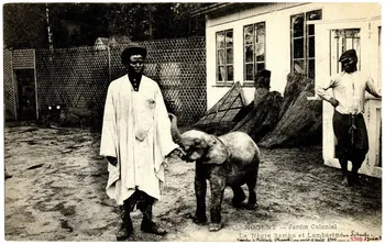 Anonyme Nogent. Jardin colonial. Juin 1905. Le nègre Samba et Lambarèné ou Likoula. Vendu à Bostock (Franck) au mois d'août 1905 Val-de-Marne 1905/6/1-1905/6/30 Sou.B.58 Photo