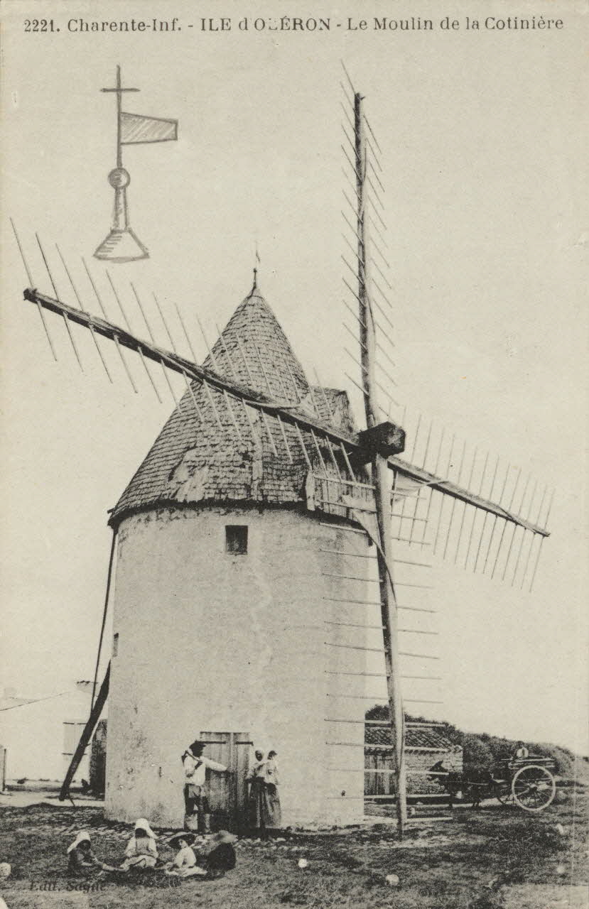 carte postale ILE D'OLERON-MOULIN A LA COTINIERE 1903-1950 010166 Photo