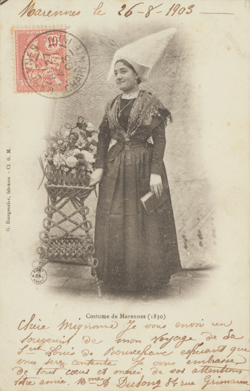 carte postale COSTUME DE MARENNES (1830) Charente-Maritime 1903 010344 Photo