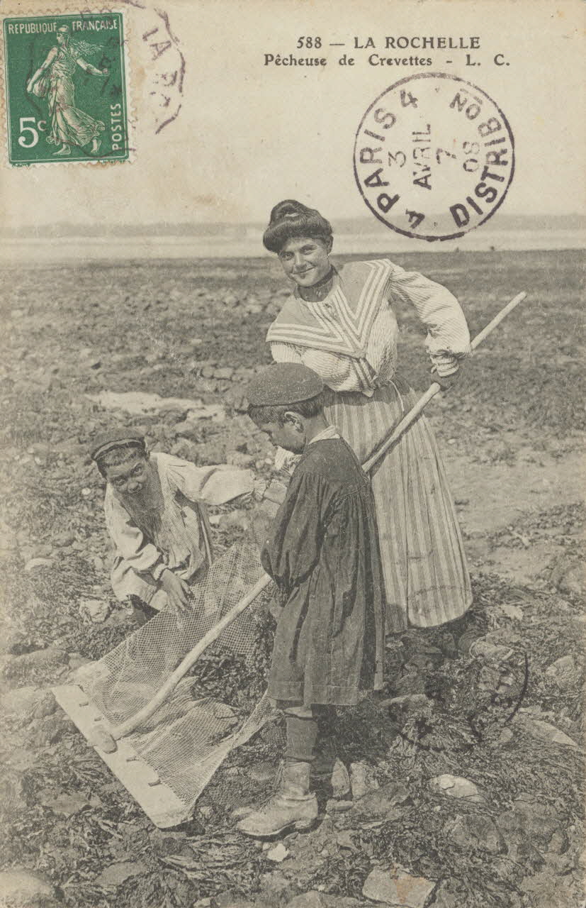 carte postale LA ROCHELLE-PECHEUSE DE CREVETTES Charente-Maritime 1908 010366 Photo
