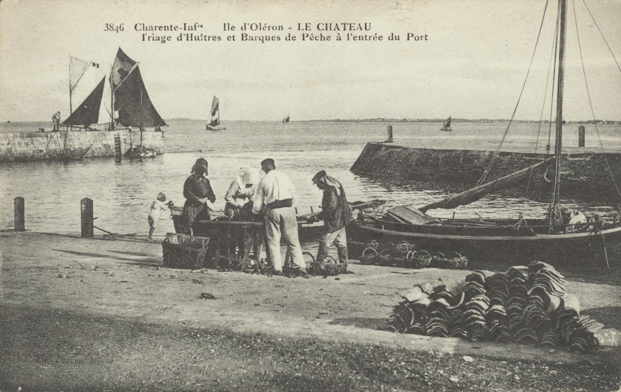 carte postale TRIAGE D'HUITRES ET BARQUES 1903-1920 010476 Photo
