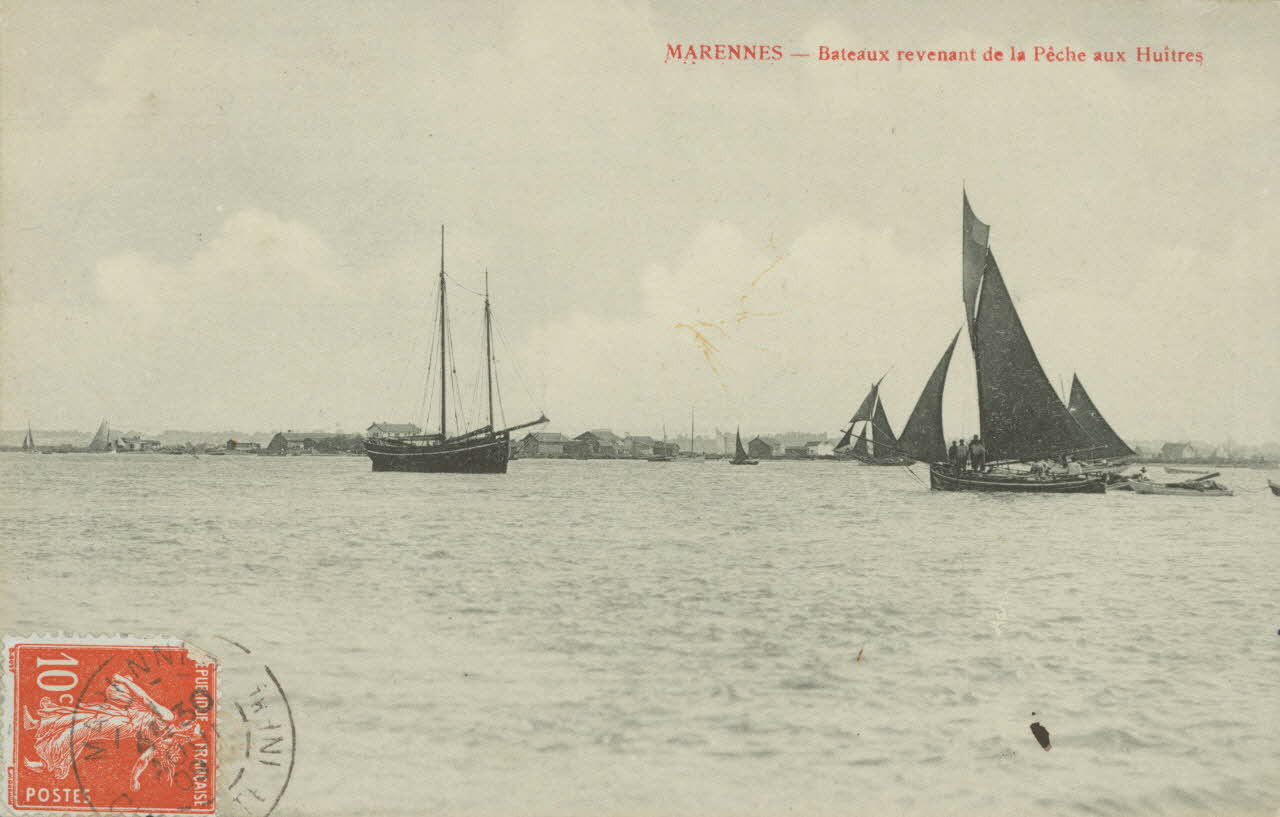 carte postale BATEAUX REVENANT DE LA PECHE Charente-Maritime 1909 010500 Photo