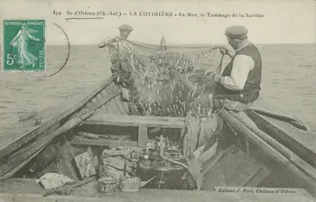 carte postale EN MER, LE TAMISAGE DE LA SARDINE Charente-Maritime 1913 010530  Photo