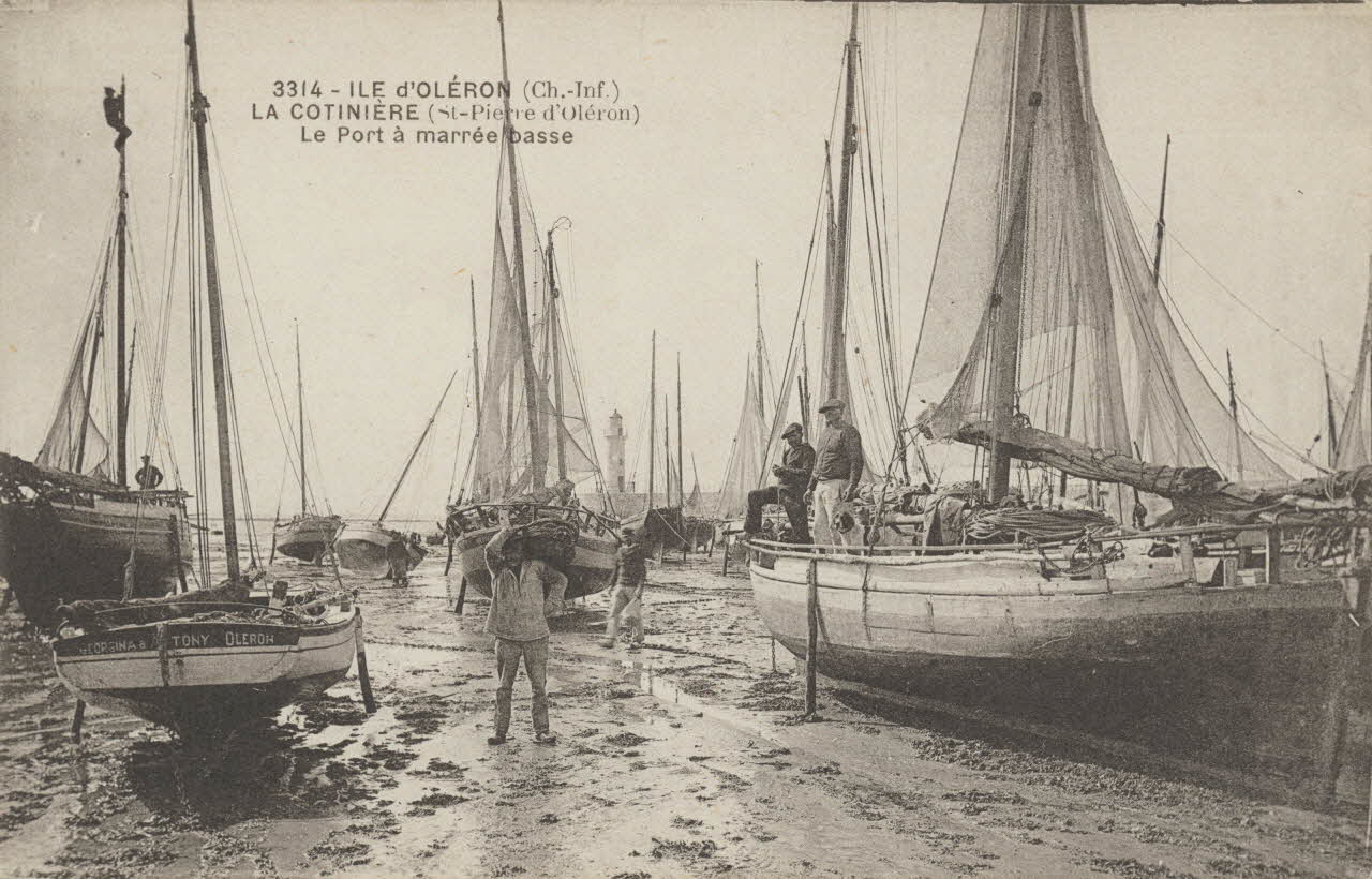 carte postale LA COTINIERE. LE PORT A MAREE BASSE Charente-Maritime 1903-1920 010535 Photo