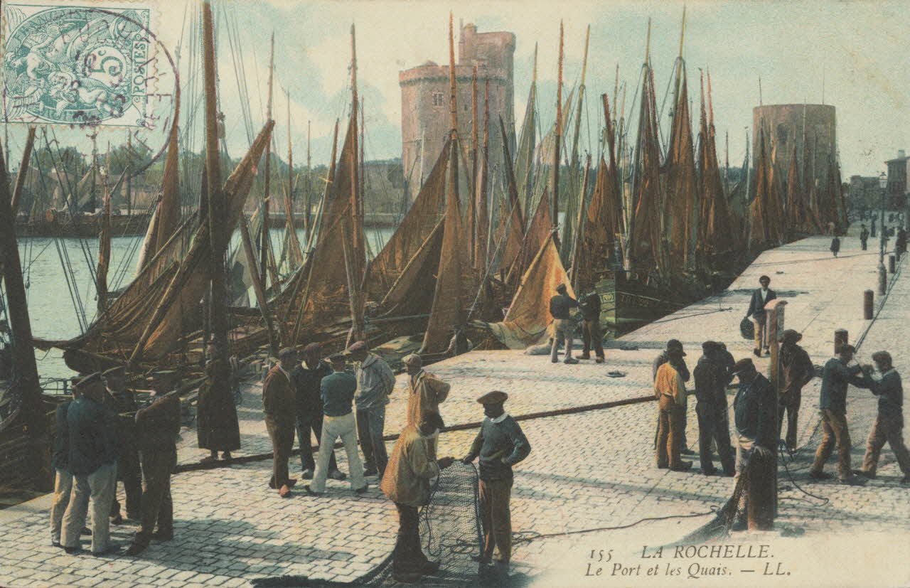 carte postale LA ROCHELLE. LE PORT ET LES QUAIS Charente-Maritime 1908 010574 Photo