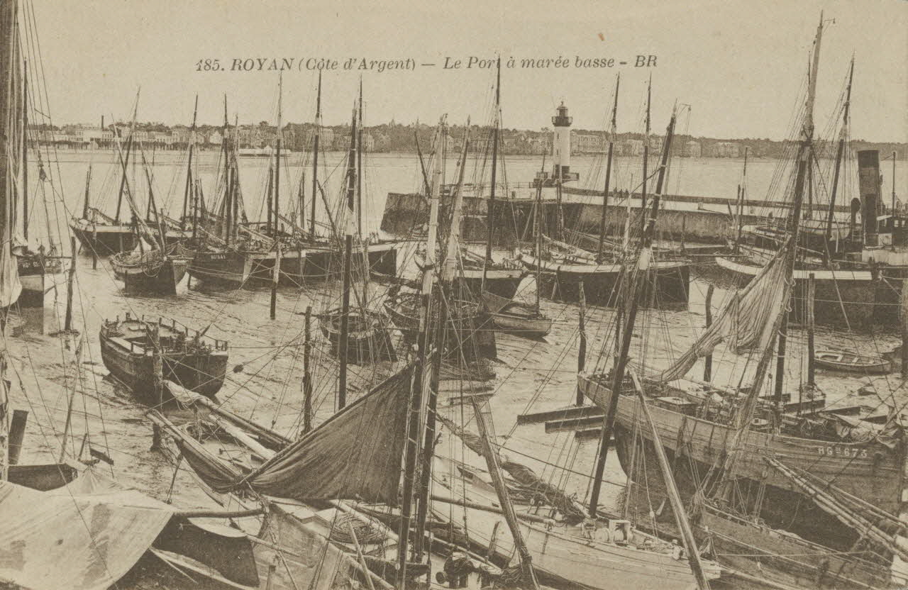 carte postale ROYAN. LE PORT A MAREE BASSE Charente-Maritime 1903-1920 010606 Photo