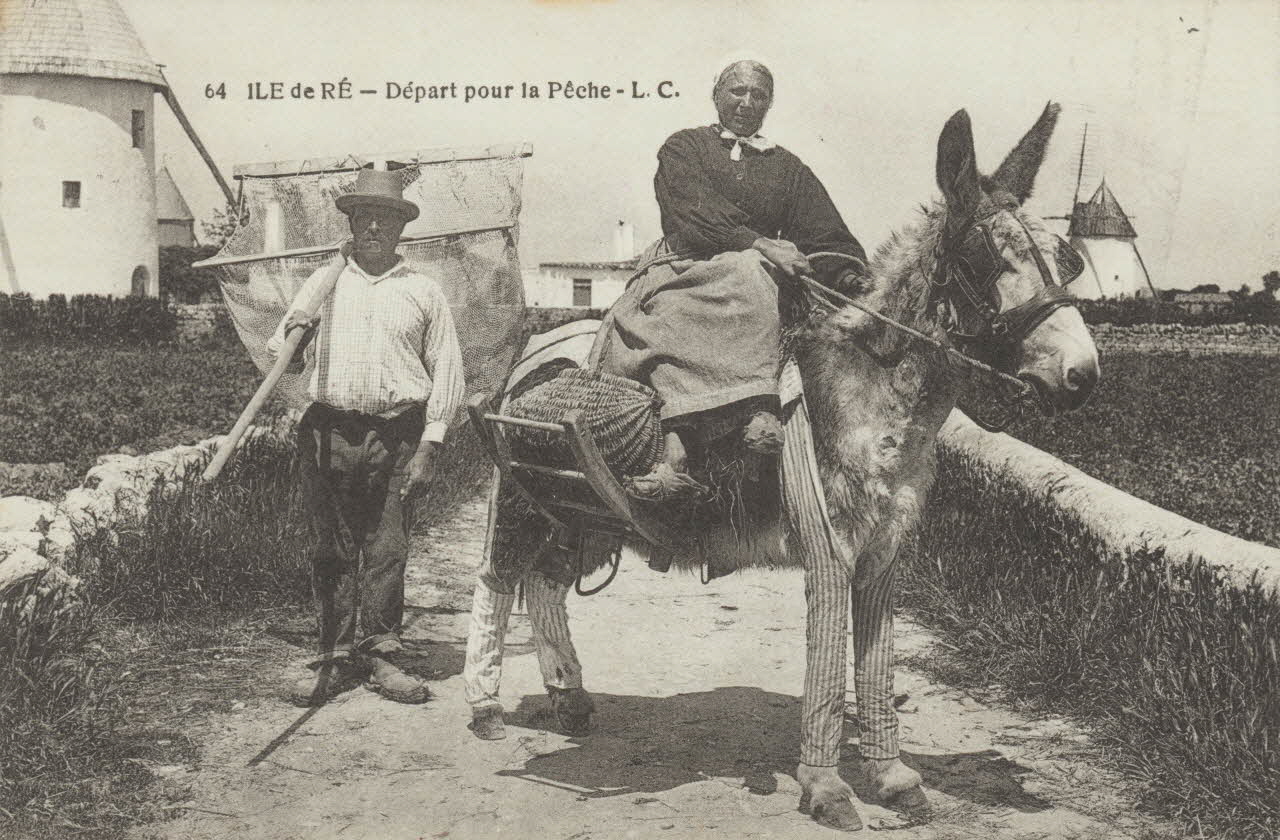 carte postale DEPART POUR LA PECHE, ANE CULOTTE 1918 010998 Photo