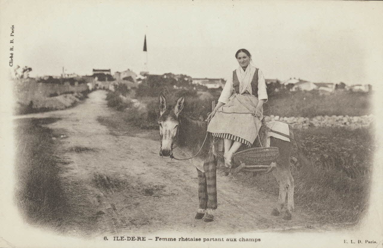 carte postale FEMME RHETAISE PARTANT AUX CHAMPS 1903 011002 Photo
