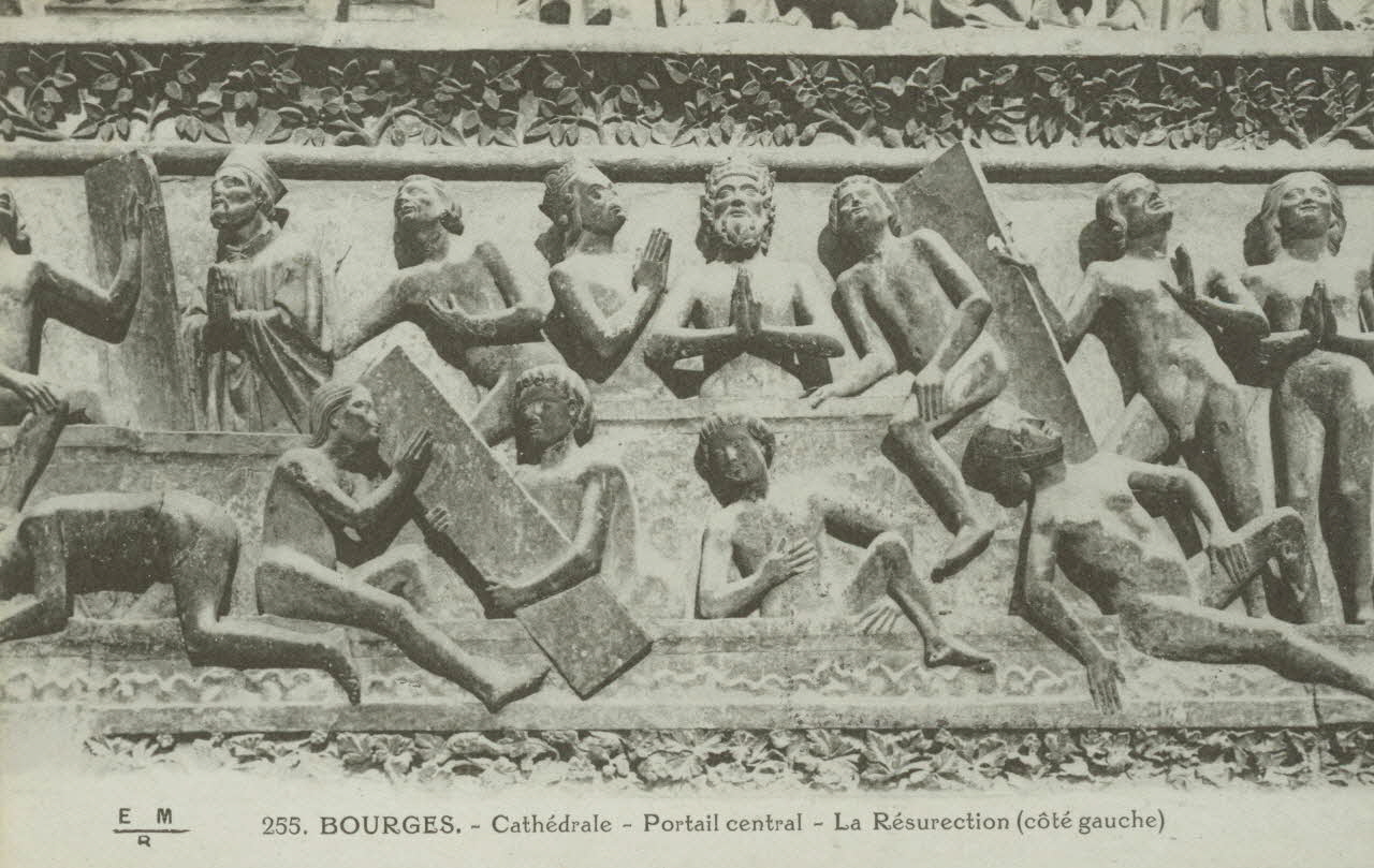 carte postale PORTAIL CENTRAL ; LA RESURECTION (COTE GAUCHE) Cher 1903-1920 011189 Photo