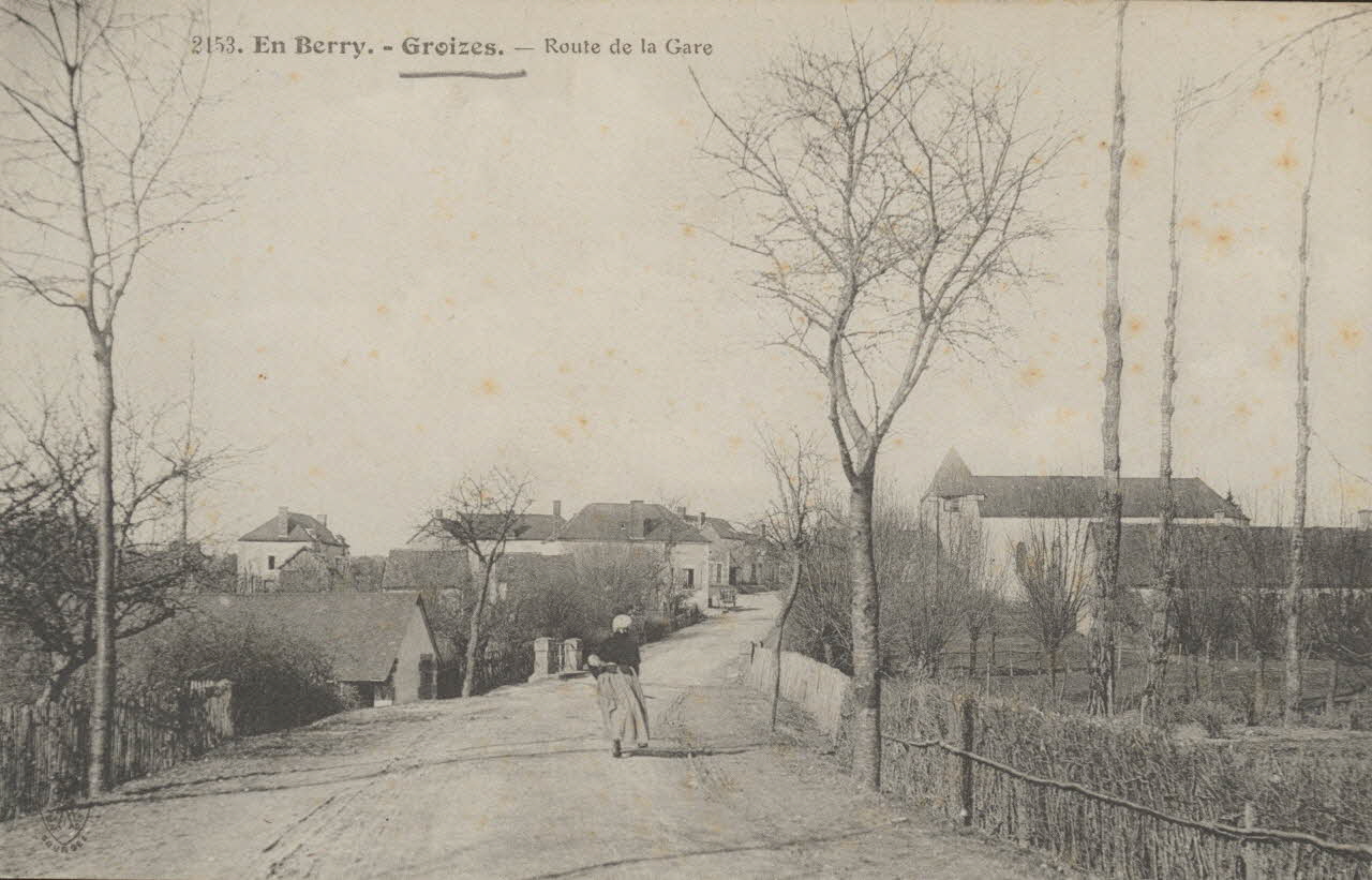 carte postale EN BERRY-GROIZES-ROUTE DE LA GARE Cher 1903-1950 011296 Photo