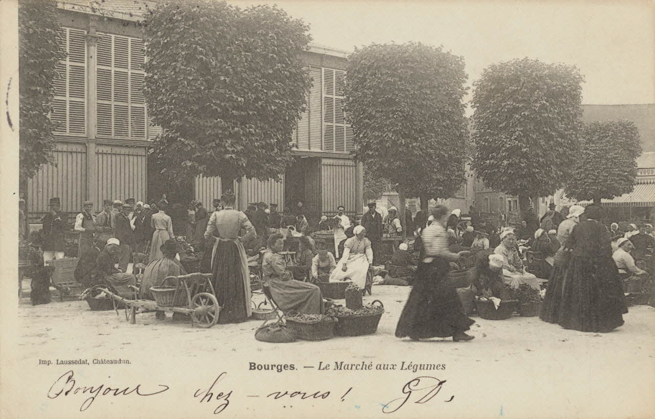 carte postale LE MARCHE AUX LEGUMES Cher 1901 011382 Photo