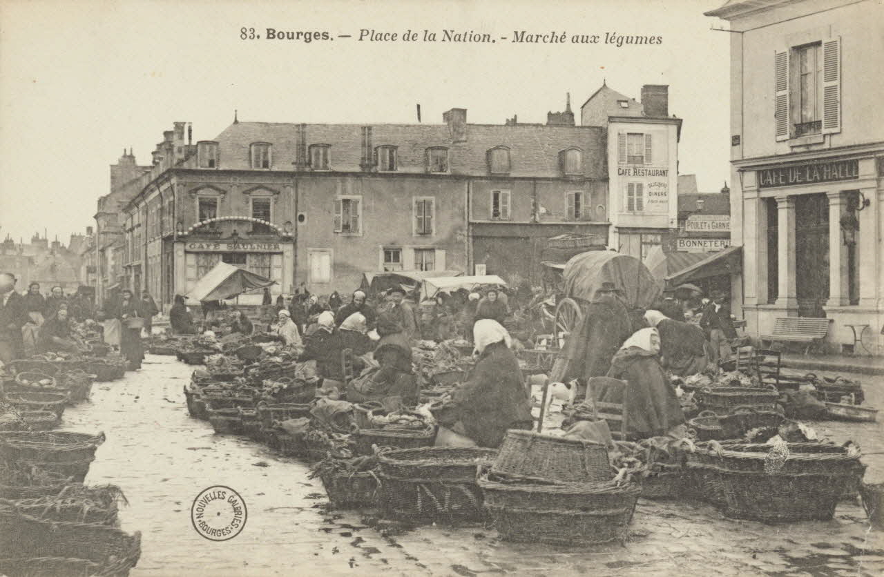 carte postale MARCHE AUX LEGUMES Cher 1903-1920 011384 Photo