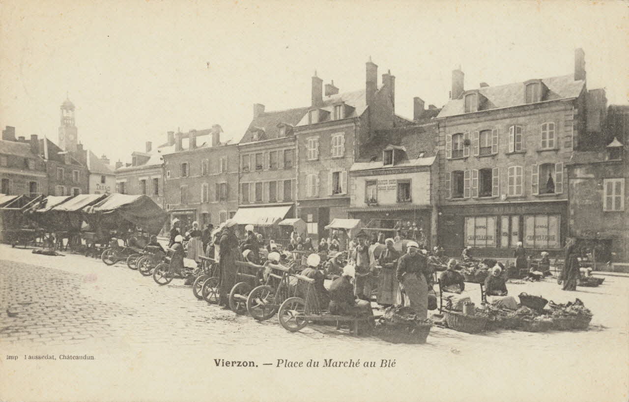 carte postale PLACE DU MARCHE AU BLE Cher 1904 011390 Photo