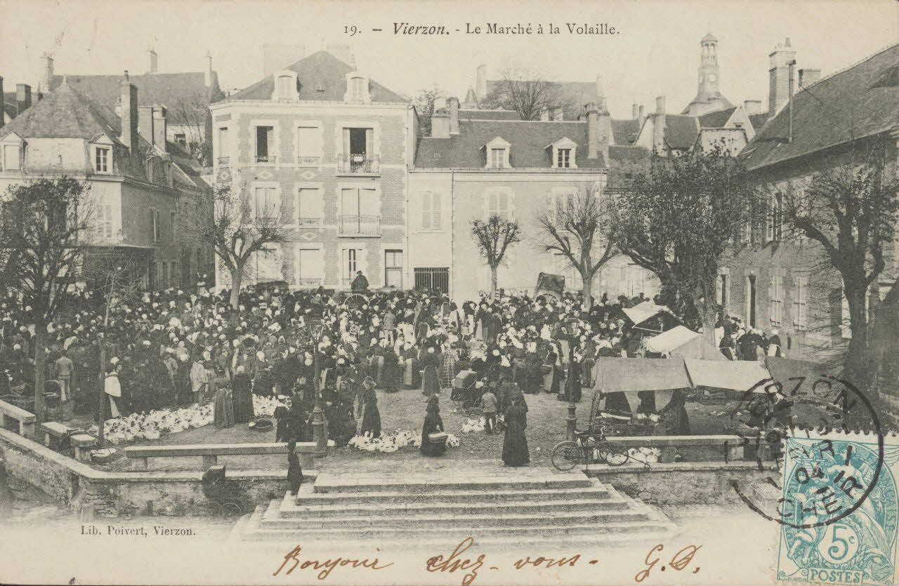 carte postale LE MARCHE A LA VOLAILLE Cher 1904 011394 Photo