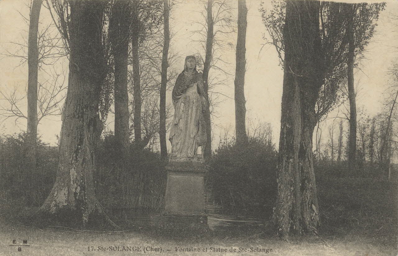 carte postale FONTAINE ET STATUE DE STE SOLANGE Cher 1903-1920 011424 Photo