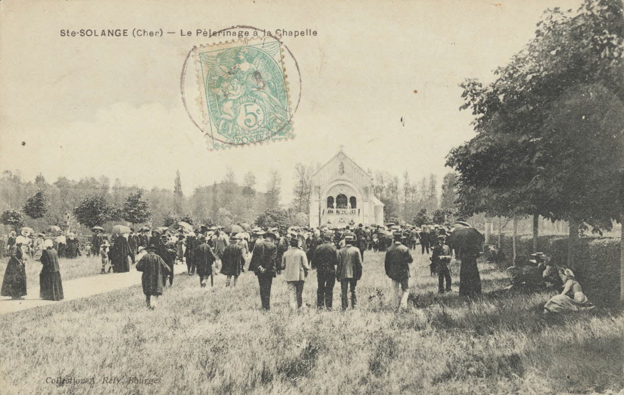 carte postale LE PELERINAGE A LA CHAPELLE Cher 1908 011426 Photo