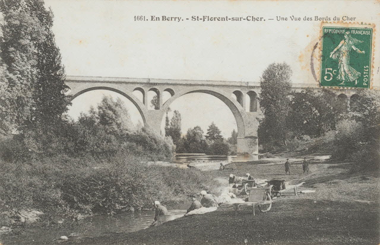 carte postale UNE VUE DES BORDS DU CHER Cher 1908 011448  Photo