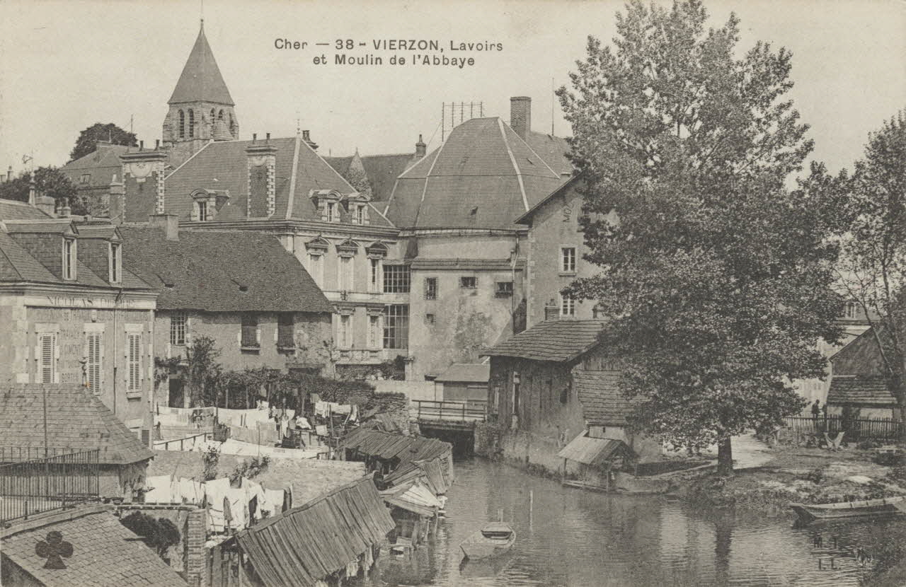 carte postale LAVOIRS ET MOULINS DE L'ABBAYE Cher 1903-1950 011451 Photo