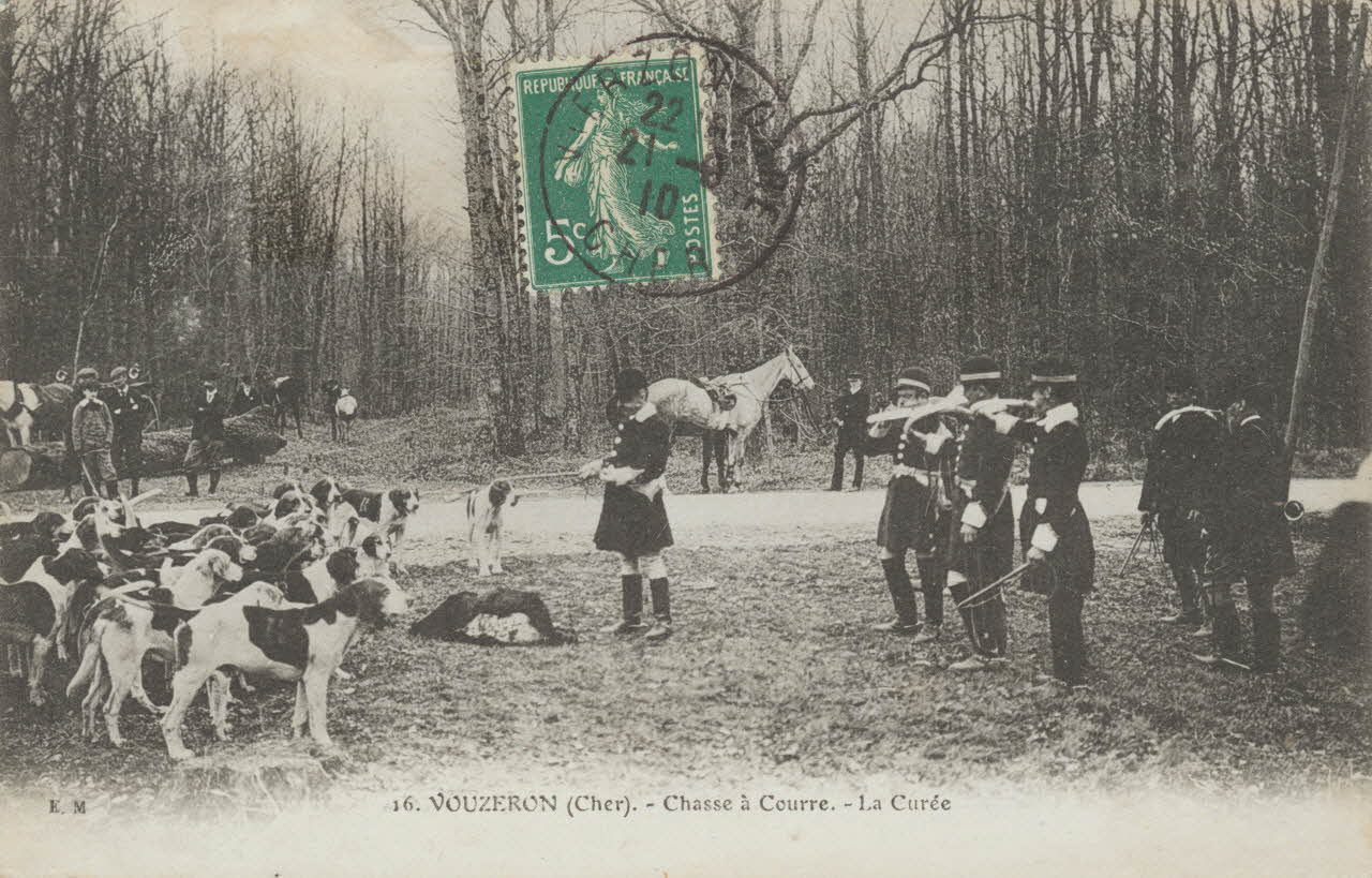 carte postale CHASSE A COURRE, LA CUREE Cher 1910 011464 Photo