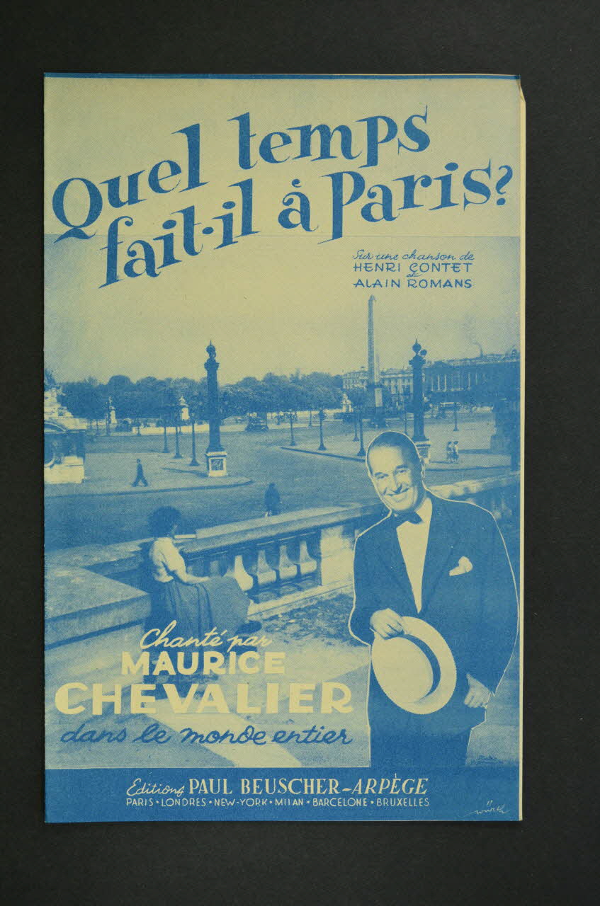 Henri Contet ; Alain Romans ; Maurice Chevalier ; Paul Beuscher, Editions chanson petit format 1953 1969.88.176  Photo Mucem