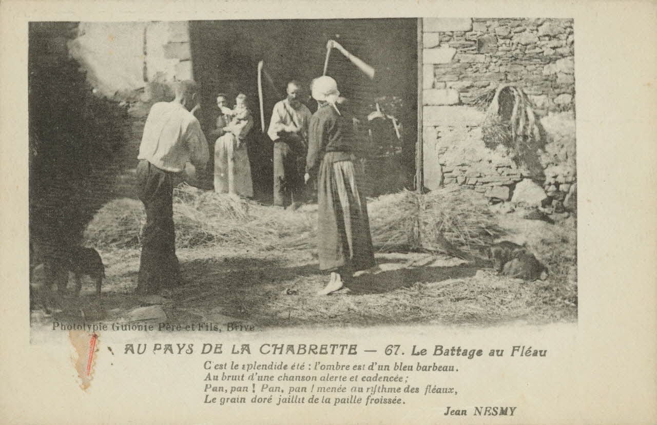 carte postale LE BATTAGE AU FLEAU 1903-1920 011983 Photo
