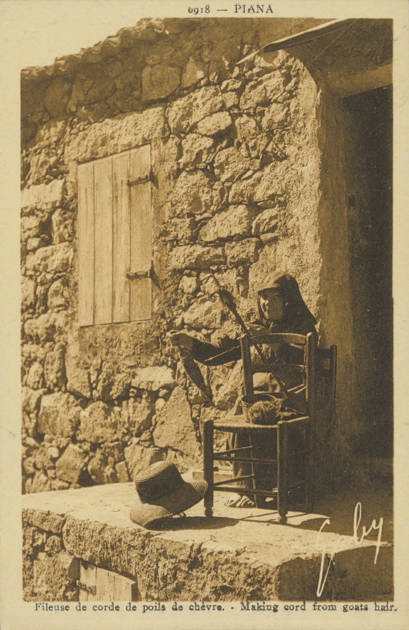 carte postale FILEUSE DE CORDE DE POIL DE CHEVRE 1903-1950 012328 Photo
