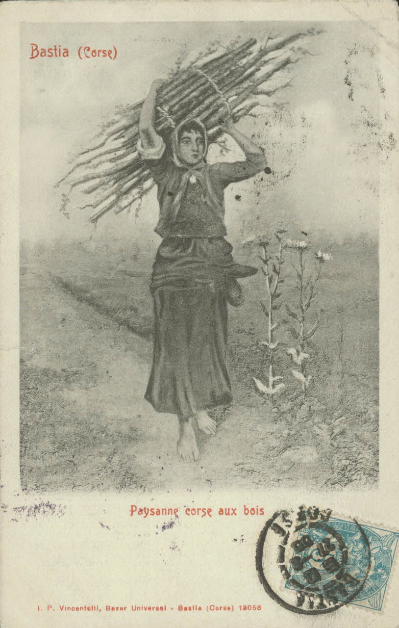 carte postale BASTIA. PAYSANNE CORSE AUX BOIS 1903-1920 012399 Photo