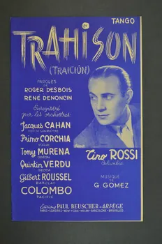 Roger Desbois ; G. Gomez ; René Denoncin ; Tino Rossi ; Paul Beuscher, Editions chanson petit format 1955 1969.88.205 Photo Mucem