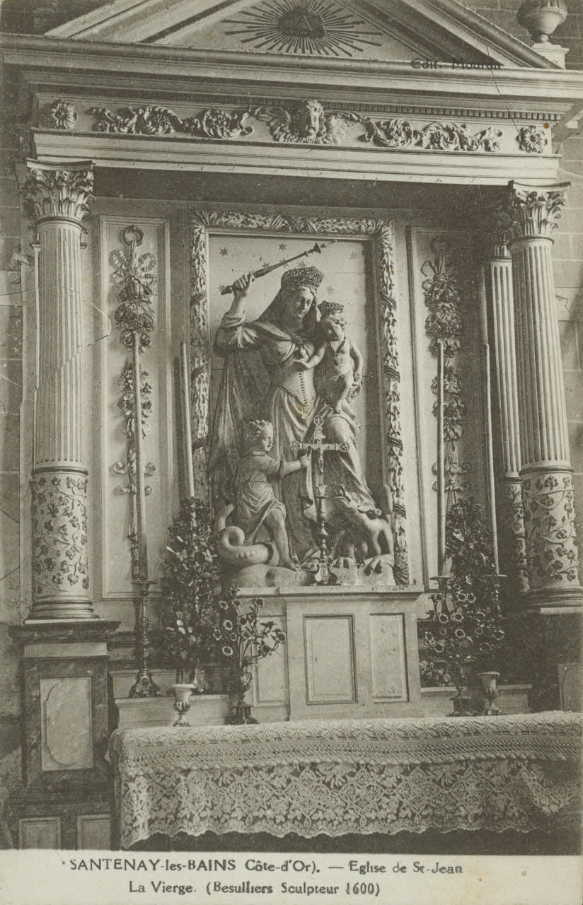 carte postale EGLISE DE SAINT-JEAN. LA VIERGE (BESULLIERS SCULPTEUR) Côte-d'Or 1903-1920 012949 Photo