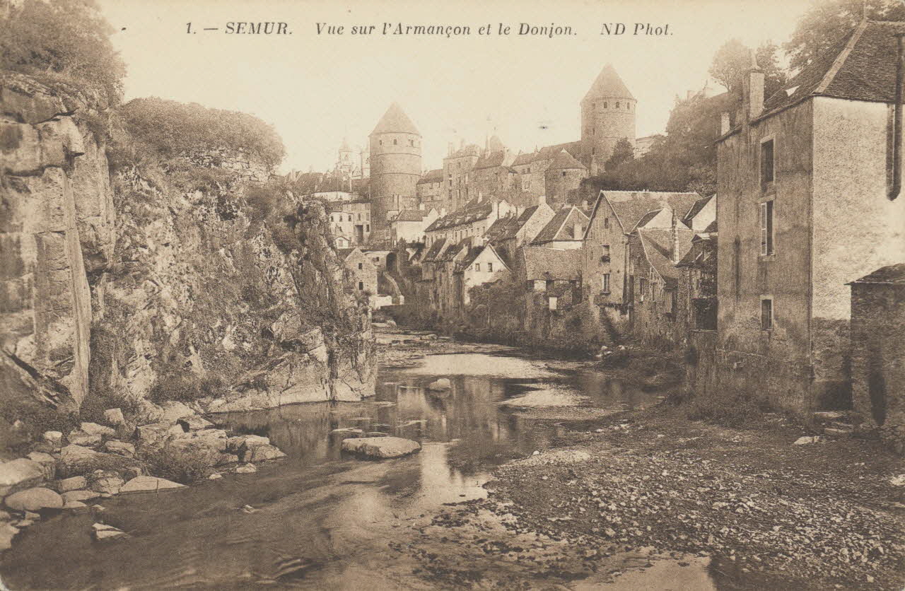 carte postale VUE SUR L'ARMANCON ET LE DONJON Côte-d'Or 1903-1920 013081 Photo