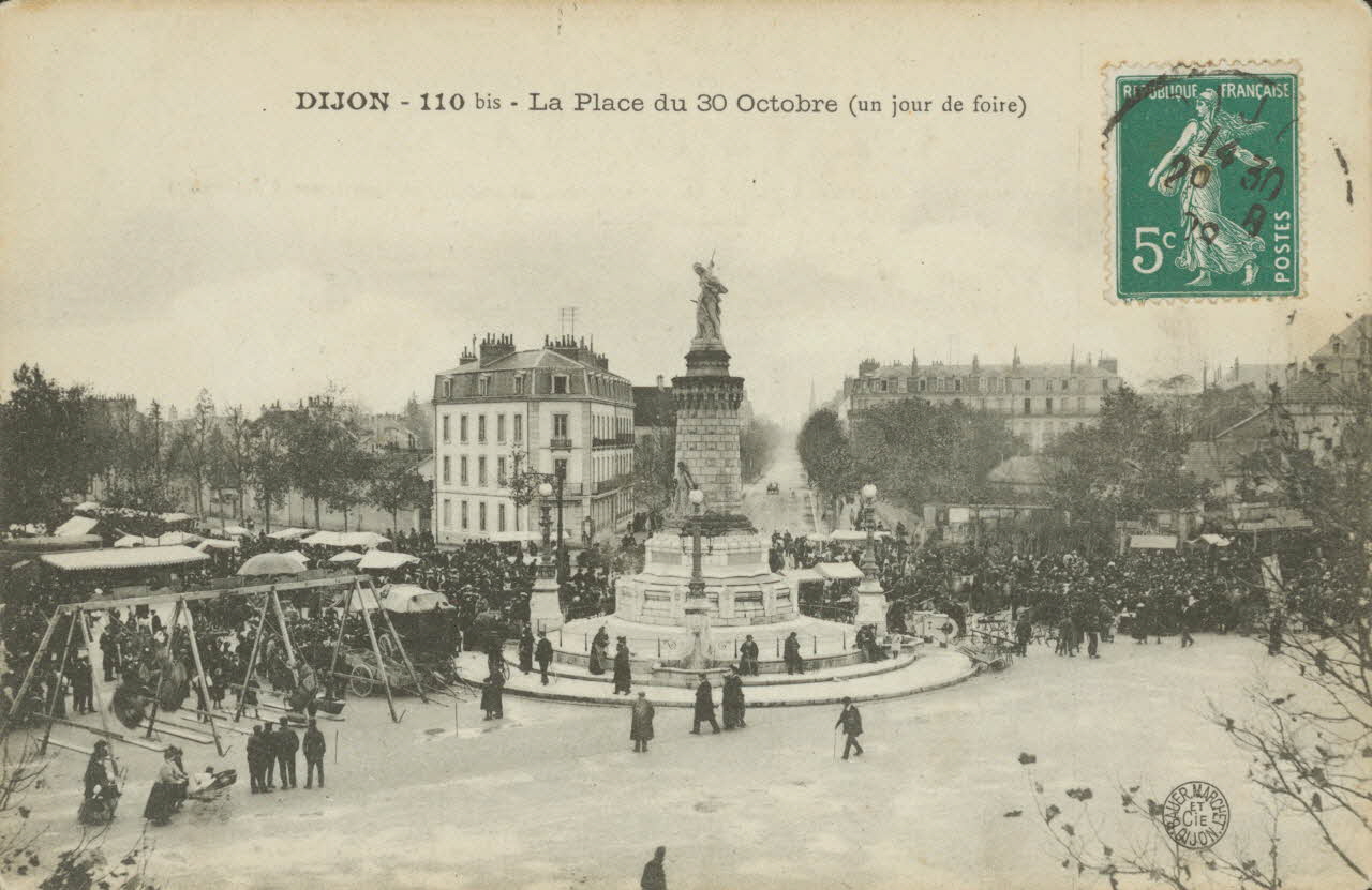 carte postale PLACE DU TRENTE OCTOBRE, FOIRE Côte-d'Or 1908 013090 Photo