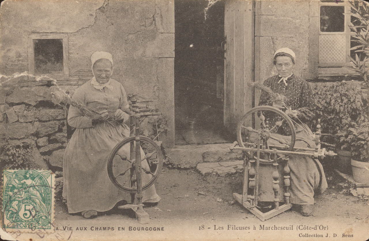 carte postale LA VIE AUX CHAMPS LES FILEUSES Côte-d'Or 1907 013168 Photo