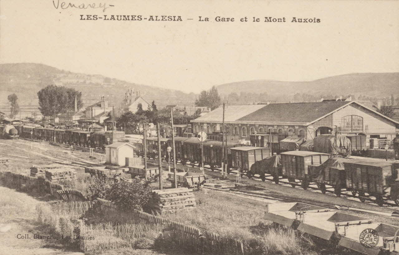 carte postale LA GARE ET LE MONT AUXOIS Côte-d'Or 1911 013490 Photo