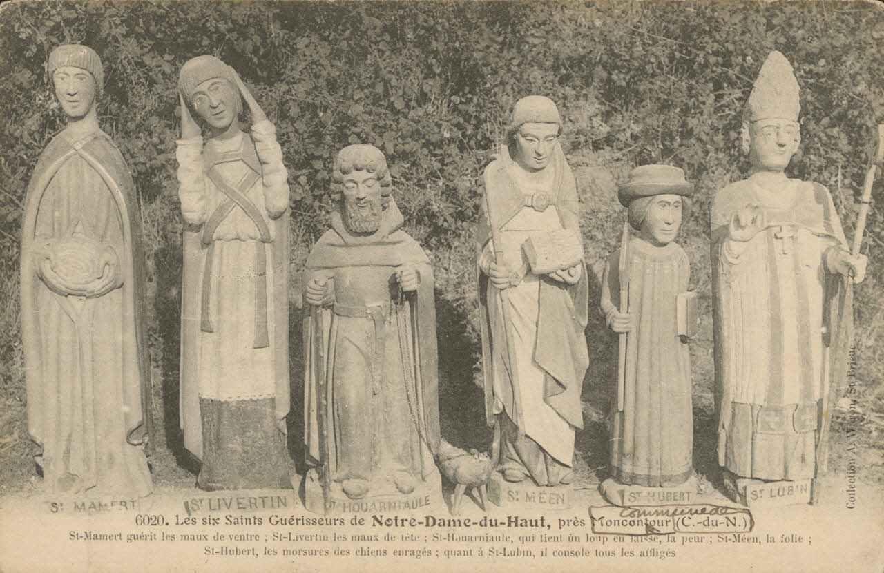 carte postale LES 6 SAINTS GUERISSEURS DE NOTRE-DAME DU-HAUT Côtes-d'Armor 1912 013638 Photo