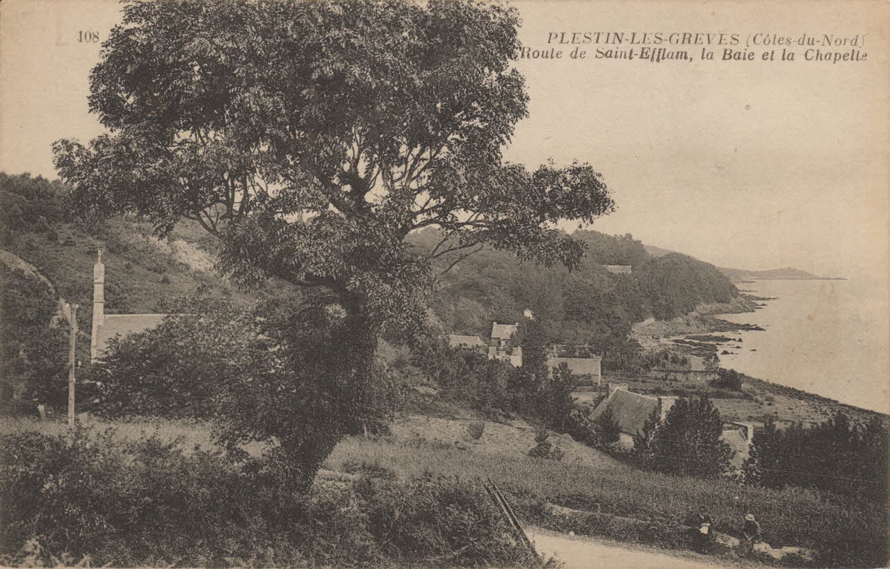 carte postale ROUTE DE ST EFFLAM, LA BAIE ET LA CHAPELLE Côtes-d'Armor 1903-1920 013728 Photo