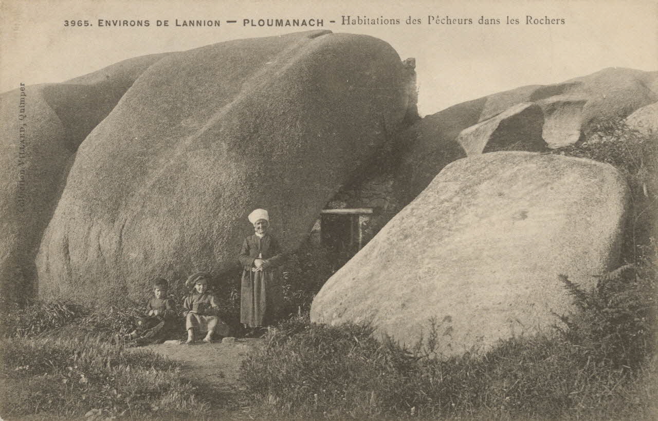 carte postale HABITATIONS PECHEURS DANS ROCHERS Côtes-d'Armor 1903-1950 013858 Photo
