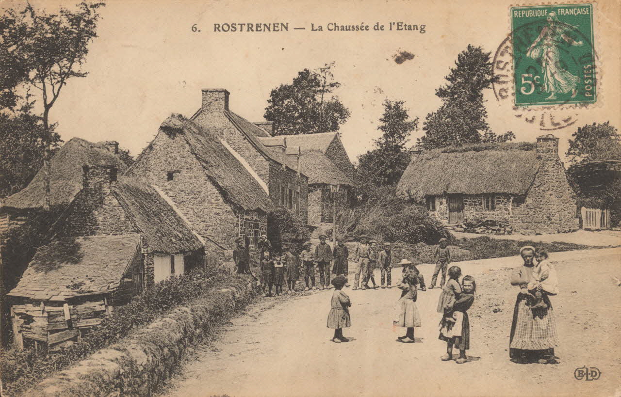 carte postale ROSTRENEN-LA CHAUSSEE DE L'ETANG Côtes-d'Armor 1903-1920 013863 Photo