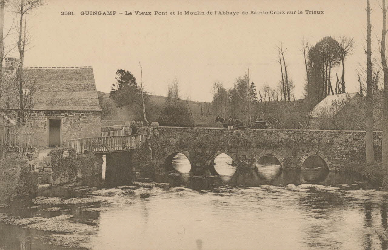 carte postale GUINGAMP-VIEUX PONT-MOULIN ABBAYE Côtes-d'Armor 1903-1950 013874 Photo