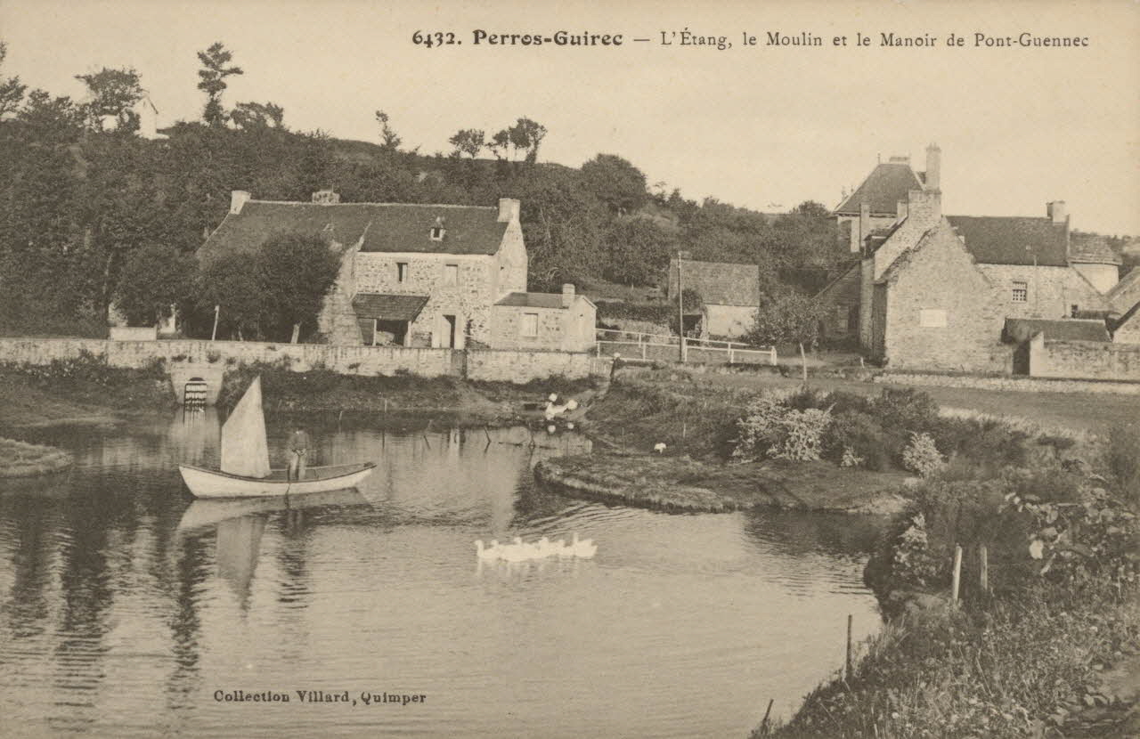 carte postale ETANG, MOULIN, MANOIR-PONT-GUENNEC Côtes-d'Armor 1903-1950 013891 Photo