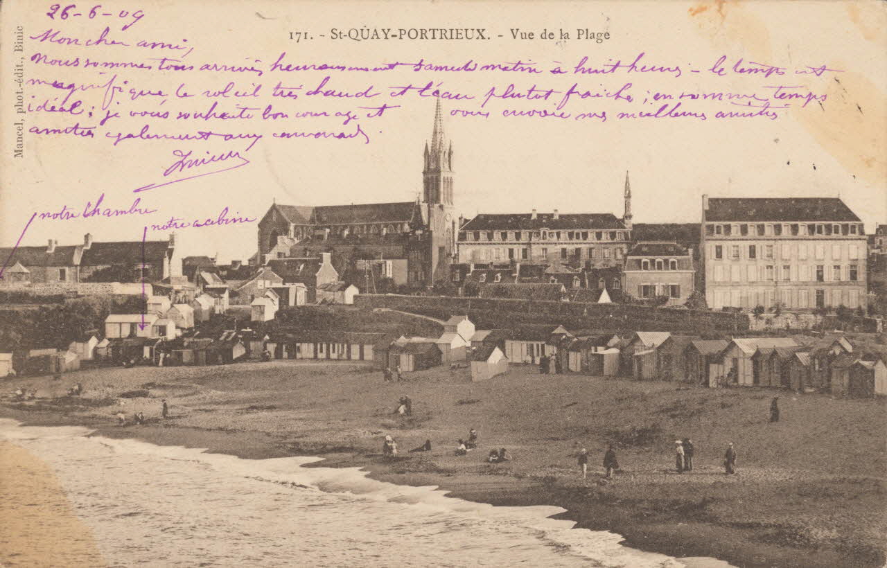 carte postale VUE DE LA PLAGE Côtes-d'Armor 1909 014012 Photo