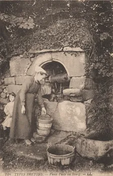 carte postale TYPES BRETONS-VIEUX PUITS AU BOURG 1924 014031 Photo