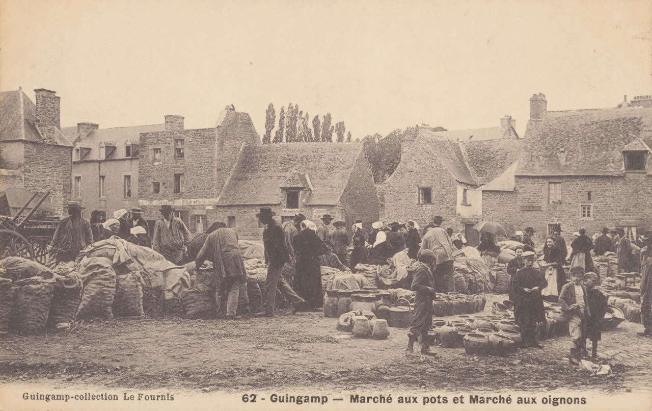 carte postale MARCHE AUX POTS ET AUX OIGNONS Côtes-d'Armor 1903-1920 014215 Photo