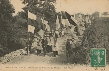 carte postale PROCESSION AU CALVAIRE DU MOULIN Côtes-d'Armor 1912 014287  Photo