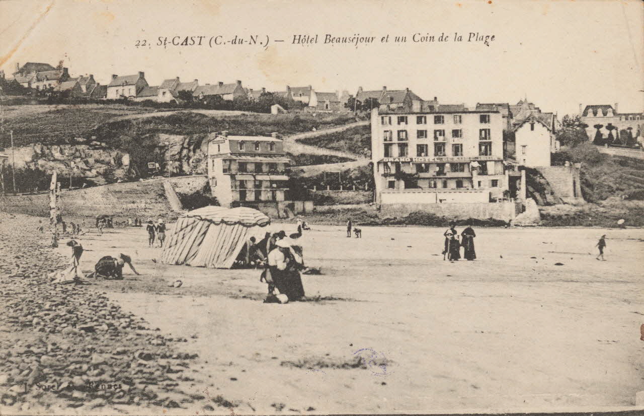 carte postale HOTEL BEAUSEJOUR, COIN DE LA PLAGE Côtes-d'Armor 1903-1920 014344 Photo