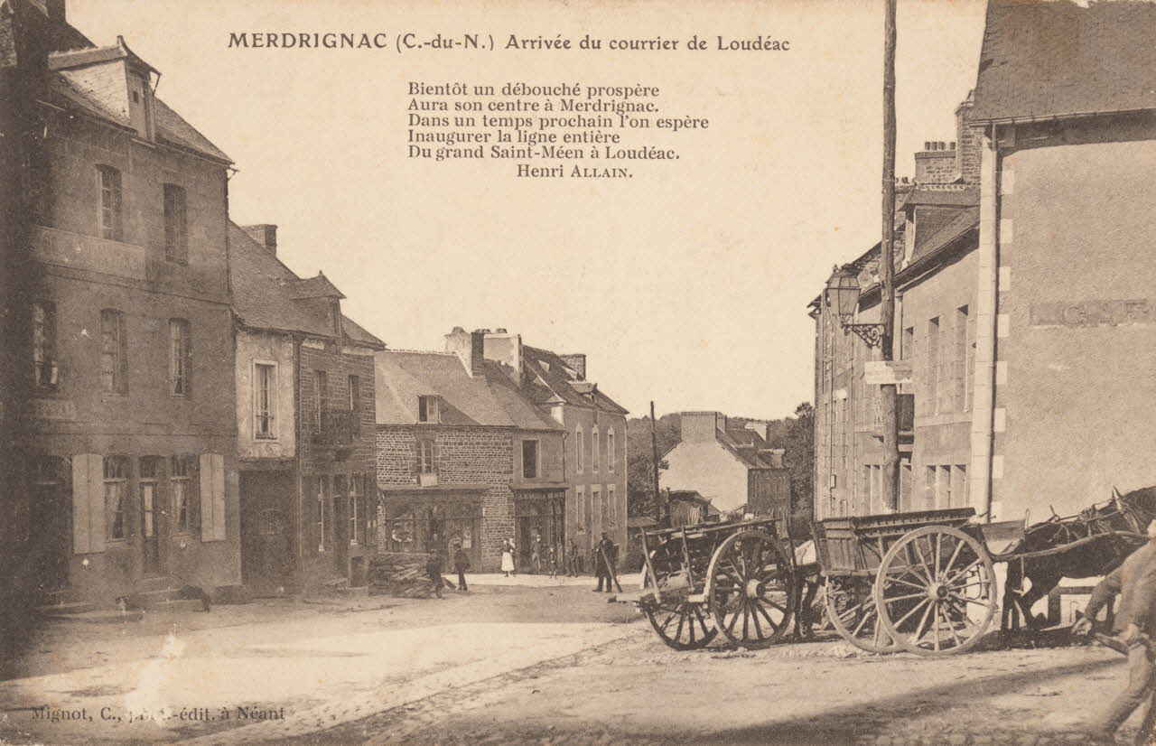 carte postale ARRIVEE DU COURRIER DE LOUDEAC Côtes-d'Armor 1906 014366 Photo