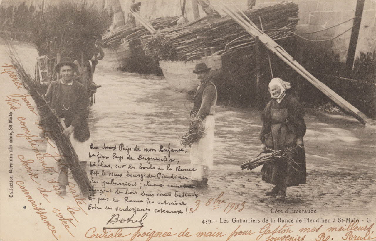 carte postale LES GABARRIERS DE LA RANCE Côtes-d'Armor 1903 014399 Photo
